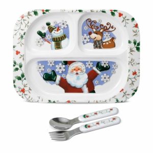 3 Piece Jolly Santa Childrens Set  |  Dinner Plates Dinner Plates Dinner Plates