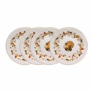 Autumn Berry Set Of 4 Turkey Salad Plates  |  Salad Plates Plates Salad Plates