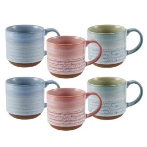 Brushed Set Of 6 Reactive Mugs, Assorted  |  Mugs Coffee Mugs Coffee Mugs