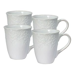 French Lace Set Of 4 White Mugs  |  Mugs Coffee Mugs & Tea Cups Mugs