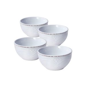 French Lace White Set Of 4 Fruit Bowls  |  Dessert Bowls Bowls Dessert Bowls