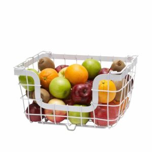 General Store White Stacking And Nesting Wire Organization Basket  |  Fruit And Storage Baskets Fruit And Storage Baskets Fruit And Storage Baskets