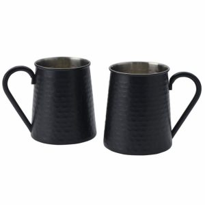 Hammered Black Set Of 2 Beer Mugs  |  Coffee Mugs Coffee Mugs Coffee Mugs