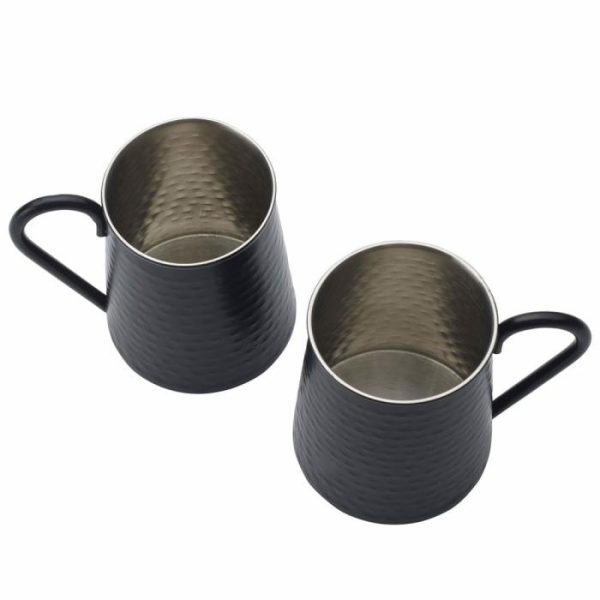 Hammered Black Set Of 2 Beer Mugs  |  Coffee Mugs Coffee Mugs Coffee Mugs