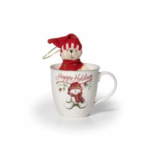 Happy Holidays Mug With Stuffed Bear  |  Mugs Coffee Mugs & Tea Cups Mugs