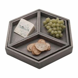 Hexagon 4 Piece Mango Wood Tray Set  |  Specialty Platters Serving Platters And Trays Specialty Platters