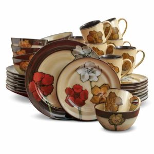 Painted Poppies 32 Piece Dinnerware Set, Service For 8  |  Dinnerware Service For 8 Dinnerware Service For 8 Dinnerware Service For 8