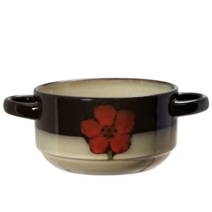 Painted Poppies Double Handled Soup Bowl  |  Soup And Cereal Bowls Bowls Soup And Cereal Bowls