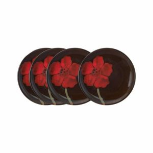 Painted Poppies Set Of 4 Appetizer Plates  |  Appetizer Plates Appetizer Plates Appetizer Plates