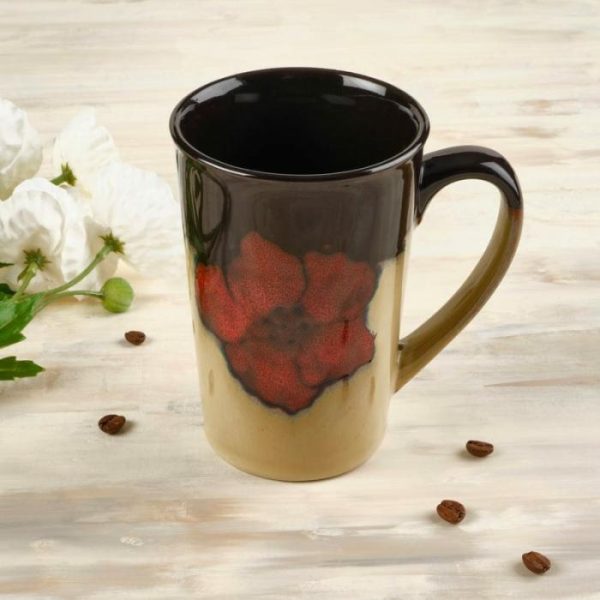 Painted Poppies Set Of 4 Latte Mugs  |  Coffee Mugs Coffee Mugs Coffee Mugs