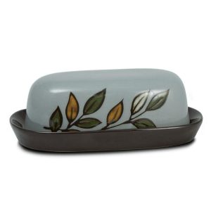 Rustic Leaves Covered Butter Dish  |  Butter Dish Accessories Butter Dish