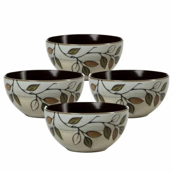 Rustic Leaves Set Of 4 Soup Cereal Bowls  |  Soup And Cereal Bowls Bowls Soup And Cereal Bowls