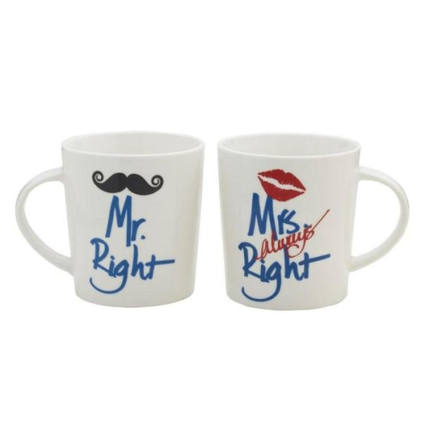 Sentiment Mugs Set Of 2 Mr And Mrs Right Mugs  |  Sentiment Mugs Coffee Mugs & Tea Cups Mugs