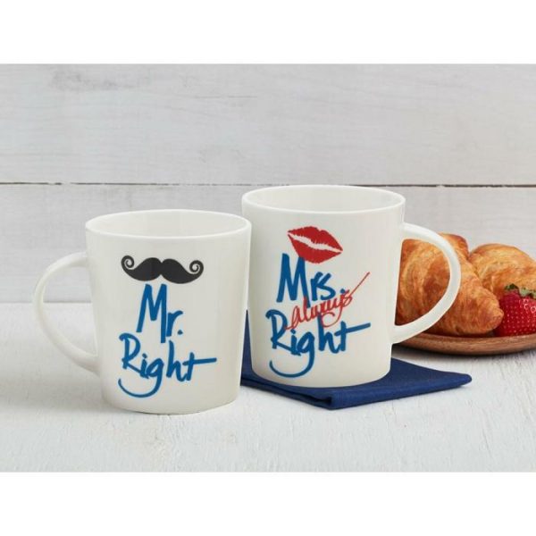 Sentiment Mugs Set Of 2 Mr And Mrs Right Mugs  |  Sentiment Mugs Coffee Mugs & Tea Cups Mugs