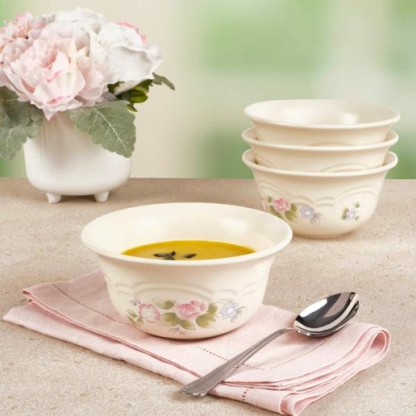 Tea Rose Set Of 4 Deep Soup Cereal Bowls  |  Soup And Cereal Bowls Bowls Soup And Cereal Bowls