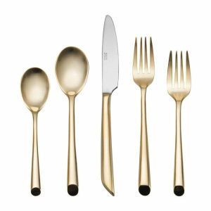 Wave Forged Satin Gold 20 Piece Flatware Set, Service For 4  |  Flatware Service For 4 Flatware Sets Flatware Service For 4