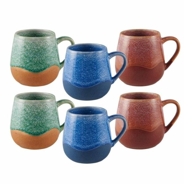 Wave Set Of 6 Reactive Mugs, Assorted  |  Mugs Coffee Mugs Coffee Mugs