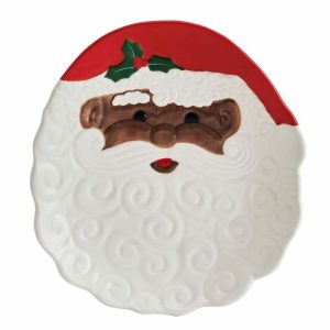 African American Santa Figural Cookie Plate  |  Dessert Plates Dessert Plates Dessert Plates