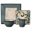 Belmont Square Blue Leaves Dinnerware Set  |  Dinnerware Service For 4 Dinnerware Service For 4 Dinnerware Service For 4