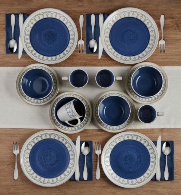 Remi Blue 16 Piece Dinnerware Set, Service For 4  |  Dinnerware Service For 4 Dinnerware Service For 4 Dinnerware Service For 4